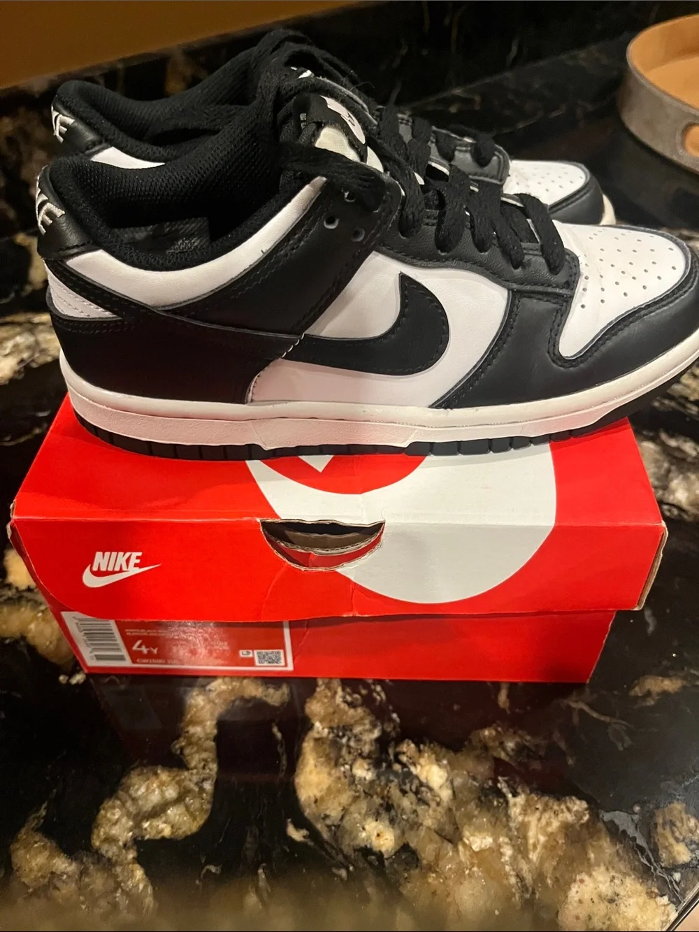 Nike Kids Black and White Low Top Sneakers dunk lows pandas 4